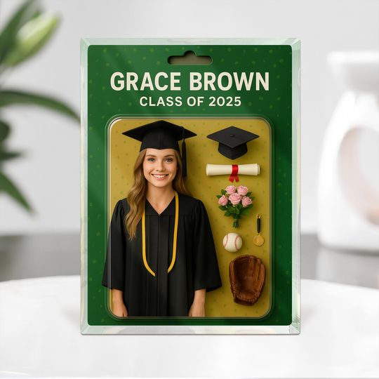 Discover Custom Photo Graduation Action Figure Acrylic Block Plaque, Graduation Gift