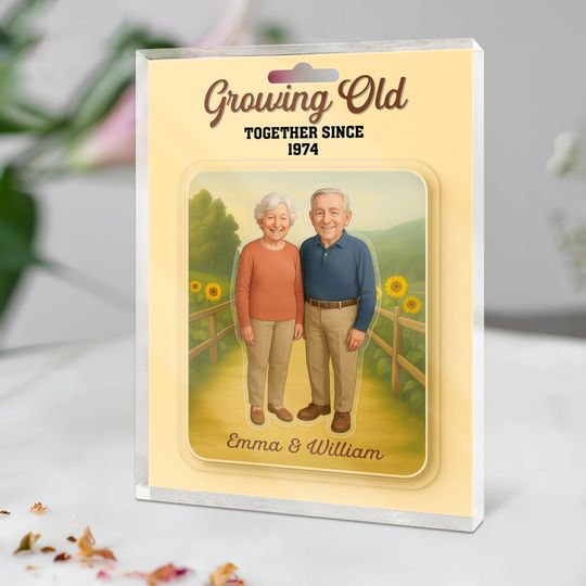 Discover Custom Photo Growing Old Together Couple Acrylic Block Plaque