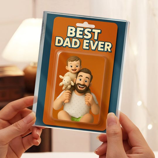Discover Custom Photo Dad And Kid Action Figure Acrylic Block Plaque, Father's Day Gift