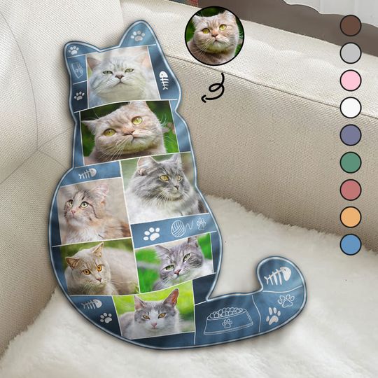 Discover Custom Photo Cat Shape - Gift For Cat Lovers  - Personalized Custom Shaped Pillow