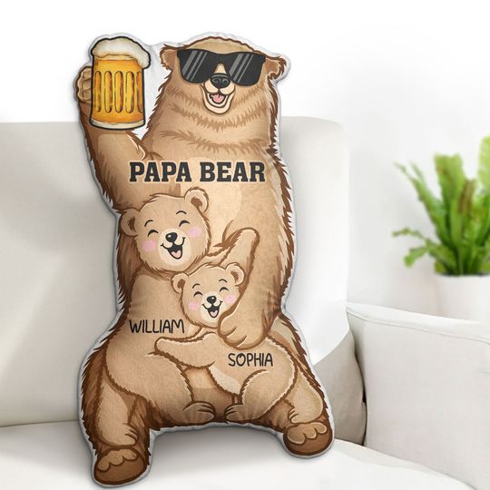 Discover Papa Bear - Gift For Fathers - Personalized Custom Shaped Pillow