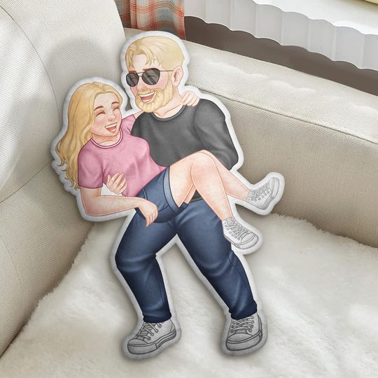 Discover Funny Couple Carrying - Gift For Couples, Husband, Wife - Custom Shaped Pillow