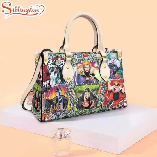 Discover Personalized Disneyyy Villains Leather Handbag, Disneyyy Evil Villains Lovers Gift