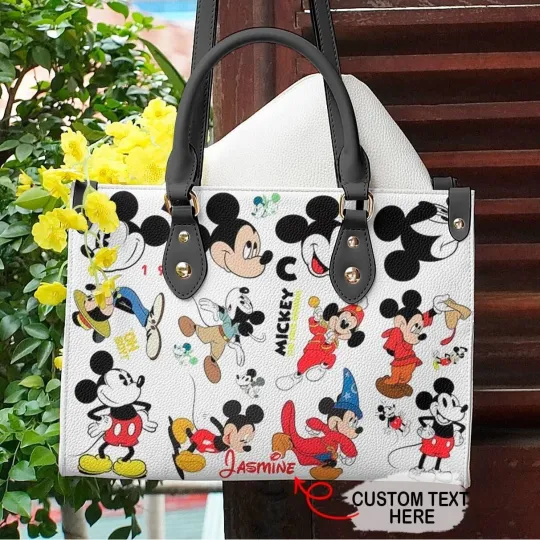 Discover Personalized Mickeyy mouse Leather Handbag, Mickeyy mouse Cartoon Lovers Gift