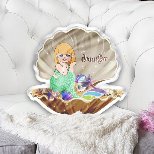 Discover Little Mermaid - Personalized Family Shaped Pillow