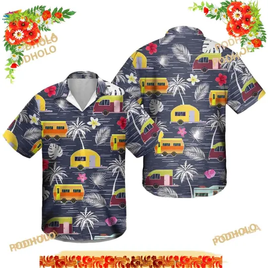Discover Camper Tropical Hawaiian Shirt, Camping Button Shirt