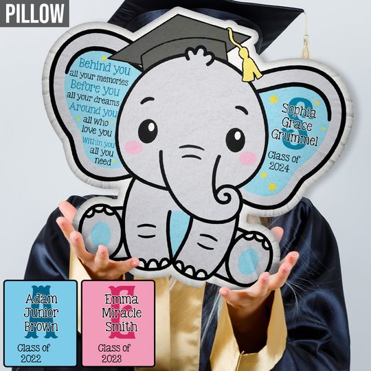 Discover Graduation Elephant Behind You All Your Memories - Personalized Graduation Shaped Pillow