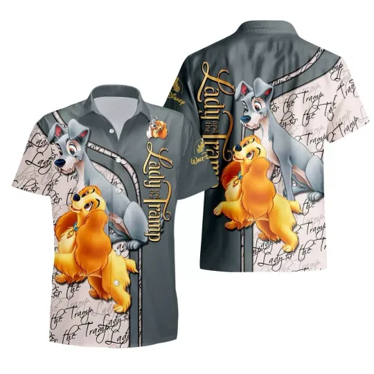 Discover Ladyy And The Trampp Dogs Hawaiian Shirt Button Down Unisex Adults