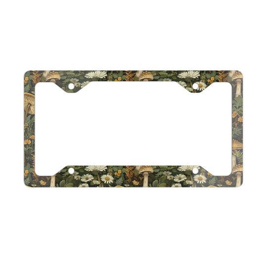 Discover Cottagecore License Plate Frame Mushroom Metal License Frame Y2K Car Accessories