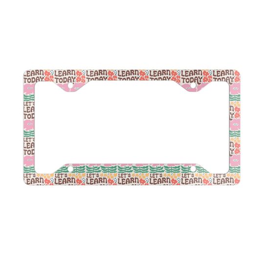 Discover Teacher License Plate Frame Pink Metal License Frame 4 Hole Car Accessory