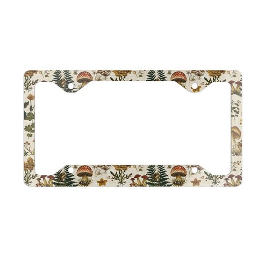 Discover Mushroom License Plate Frame Metal License Frame Nature Car Accessory