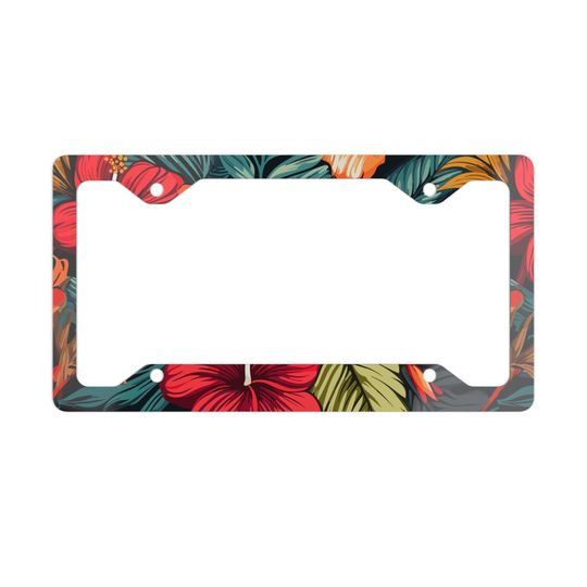Discover Hawaii License Plate Frame Retro Hibiscus Metal License Frame Tropical Car Accessories