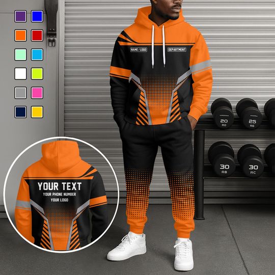 Discover Custom Tracksuit, Name and Text Sport Hoodie Sweatsuit, Gradient 2 Piece Personalized Tracksuit, Personlized 2 Piece Hoodie Set