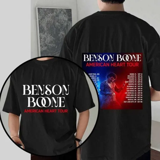 Discover Benson Boone American Heart Tour Double-sided T-shirt, 2025 American Heart Tour
