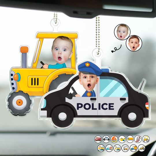 Discover Custom Photo Funny Kid Vehicle - Gift For Children, Personalized Acrylic Car Hanger