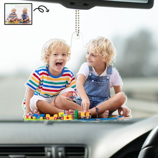 Discover Custom Photo Funny Kids Siblings - Gift For Parents, Grandparents - Personalized Acrylic Car Hanger