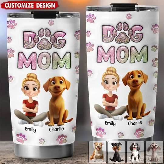 Discover Dog Mom Lovely Chibi- Personalized Tumbler - Gift For Dog Lovers