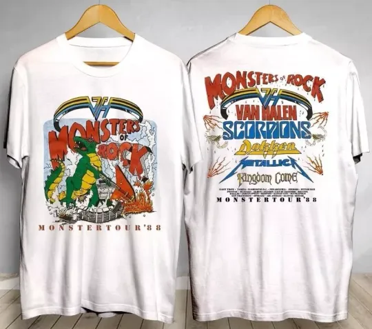 Discover Vintage Monsters of Rock Tour 1988 T-Shirt, Halen Van Gift