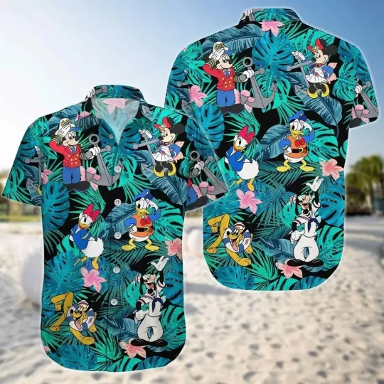 Discover Mickeyy And Friends Cruise Hawaiian Shirt Casual Button Down Unisex  Outfit 3D