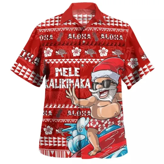 Discover Hawaii Hawaiian Shirt Santa Claus Merry Christmas 3D