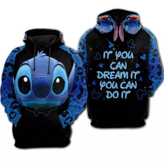 Discover Blue Stitchh Mickeyy Head If You Can Dream It You Can Do It 3D HOODIE US Size Gift