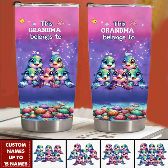 Discover This Grandma belongs to Colorful Turtle Personalized Tumbler