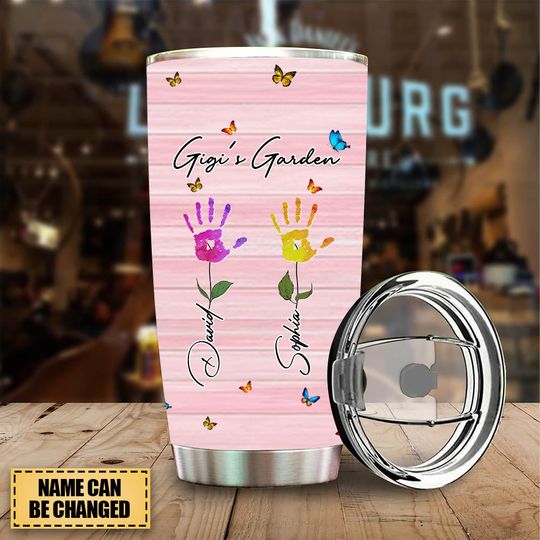Discover Grandma's Garden Hand Prints Flower Personalized Tumbler