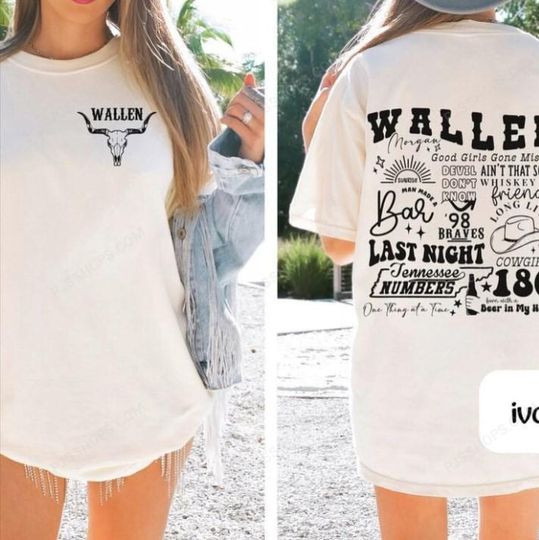 Discover Wallen Western Western Tour Shirt, Two Sided Concert Tee Country Music 2025