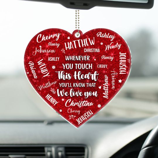 Discover Whenever You Touch This Heart - Loving Gift For Mom, Grandma - Personalized Acrylic Car Hanger