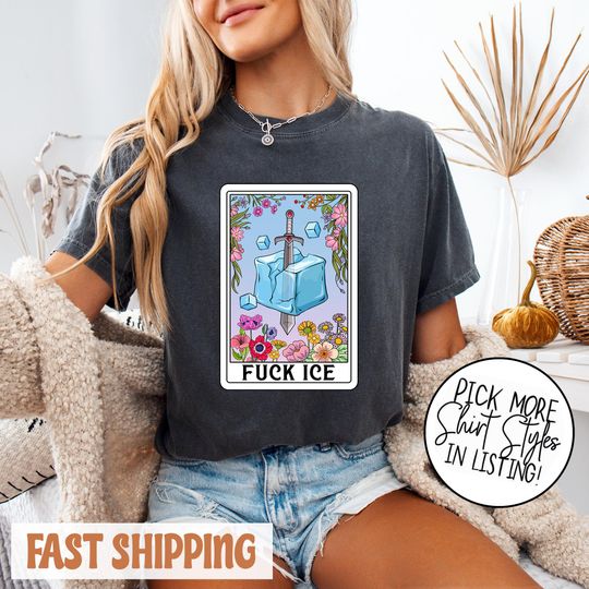 Discover Tarot Card Fuck ICE Shirt, Anti ICE Shirt, Chinga La Migra Shirt, Pro-Immigrant Shirt