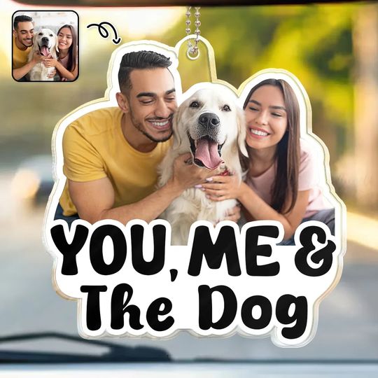 Discover Custom Photo Outline You, Me And The Dog Cat - Personalized Acrylic Car Hanger