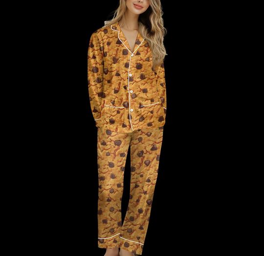 Discover Funny Cookie Chocolate Satin Pajamas Set