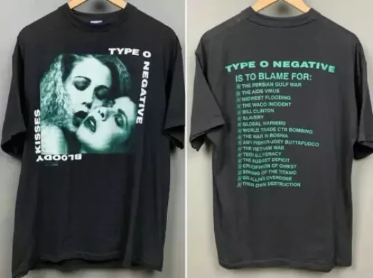 Discover TYPE O NEGATIVE 1993 Bloody Kisses Vintage Band Tour T-Shirt