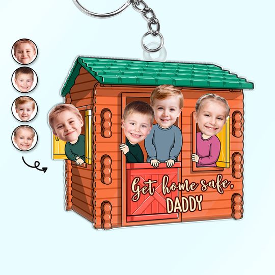 Discover Custom Photo Get Home Safe Daddy - Personalized Acrylic Keychain