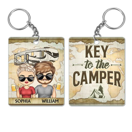Discover Drive Slow Drunk Camper Matter Key To The RVs - Personalized Acrylic Keychain