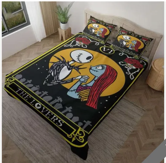 Discover Couple Nightmare Jackk Skellingtonn & Sally The Lovers 3D Bedding Set