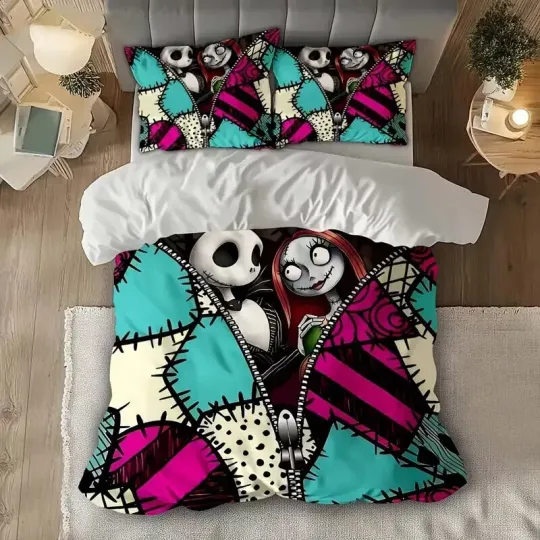 Discover Jack & Sally Together Forever Nightmare Before Xmas 3D Bedding Set