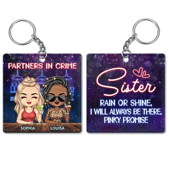 Discover Sister Rain Or Shine I Will Always Be There Pinky Promise - Custom Acrylic Keychain