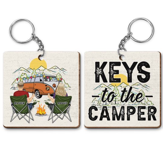 Discover Keys To The Campers - Gift For Couples - Personalized Wooden Keychain