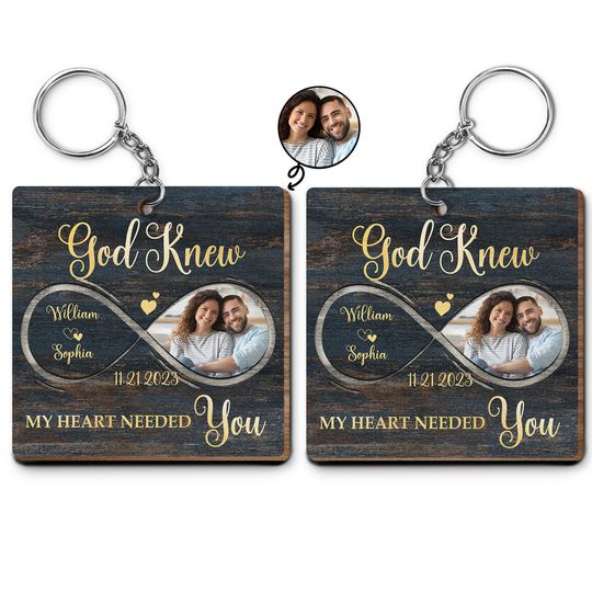 Discover Custom Photo Couple My Heart Needed You - Personalized Wooden Keychain
