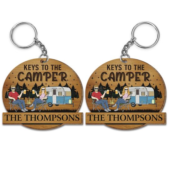 Discover Keys To The Camper - Anniversary, Vacation - Personalized Wooden Keychain
