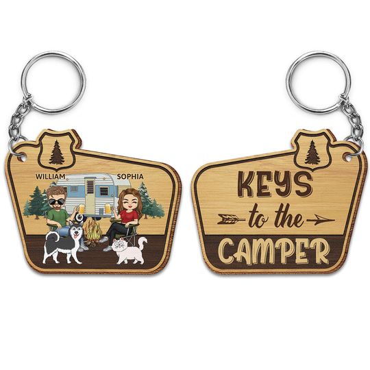 Discover Keys To The Camper - Gift For Camping Lovers  - Personalized Wooden Keychain