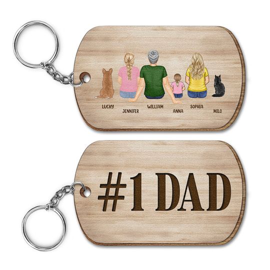 Discover Backside Best Dad Ever - Gift For Father - Personalized Wooden Keychain