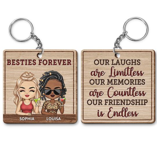Discover Our Laughs Are Limitless - Personalized Custom Wooden Keychain