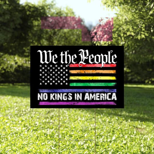 Discover No Kings in America Flag, Resist Fascism Yard Sign, Anti Trump Political Statement, Social Justice, Activist, Hate Has No Home Here