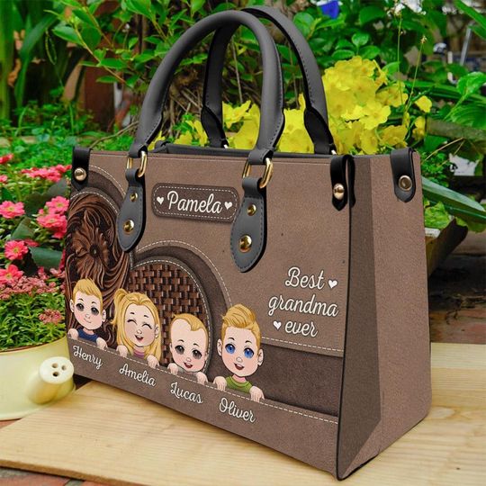 Discover Best Grandma Ever - Personalized Grandma Leather Handbag