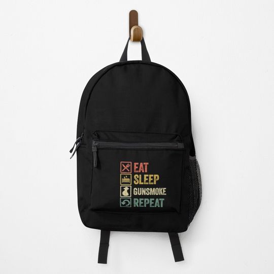 Discover Funny eat sleep gunsmoke repeat retro vintage Backpack