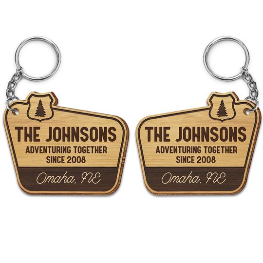 Discover Adventuring Together - Funny, Loving Gifts For Camping Lovers - Personalized Wooden Keychain