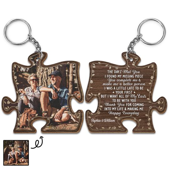 Discover Custom Photo You Are My Missing Piece - Anniversary Gift - Personalized Wooden Keychain