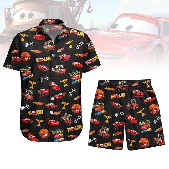 Discover Lightningg McQueenn Button Shirt, Disneyyy carss Hawaiian Shirt, Beach Shorts Men